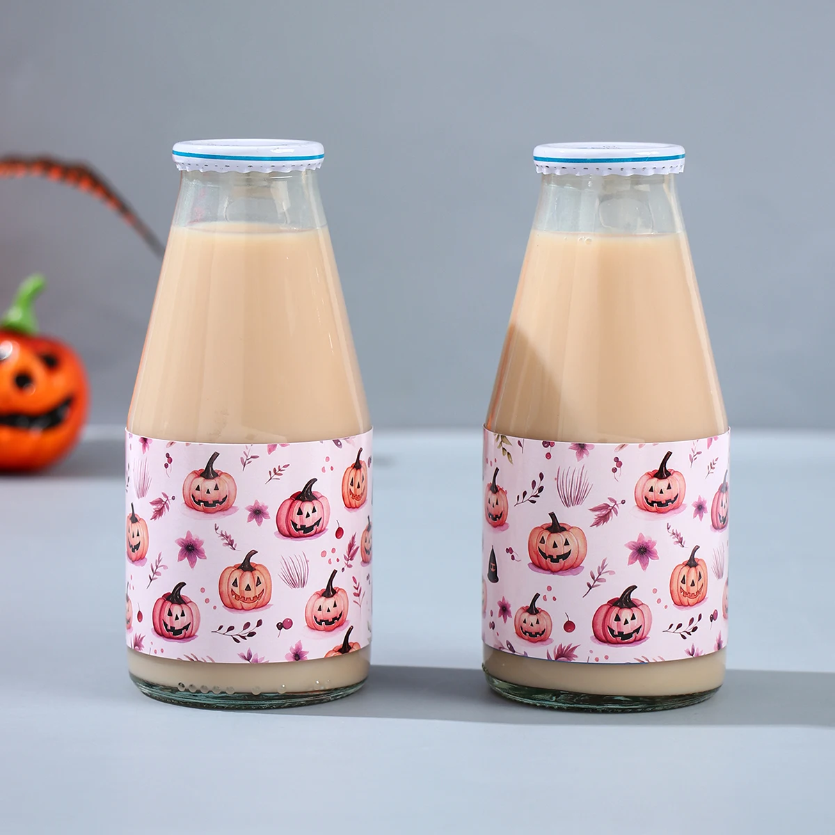 Halloween Pumpkin Ghost Bottle Sticker Happy Halloween Party Decorations For Home 2024 Kids Adults Trick Or Treat Favors Gifts