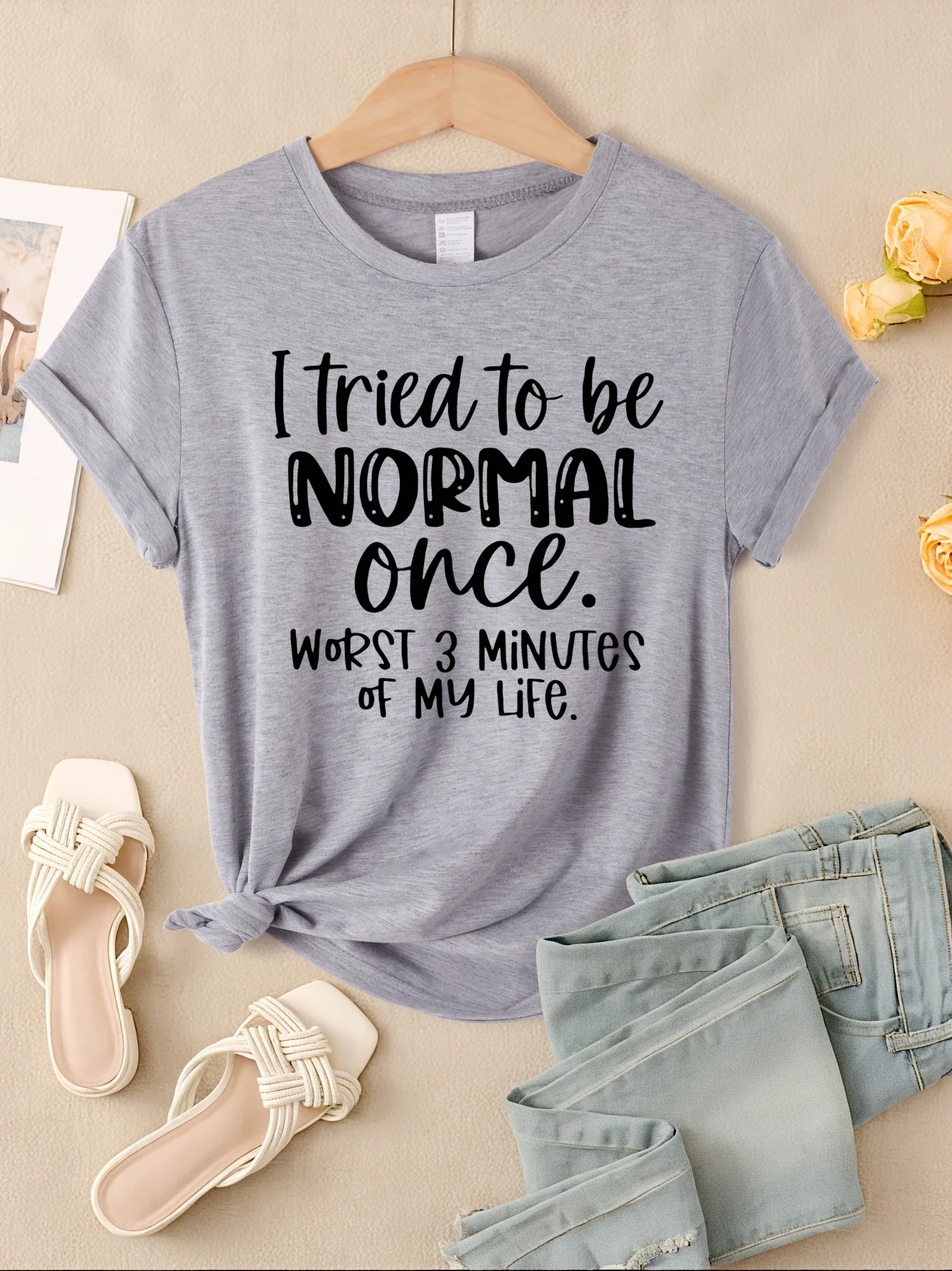 I Tried To Be Normal Once Print Women T-Shirts Fashion Short Sleeve Trendy Sports Clothes Casual Hip Hop Clothing