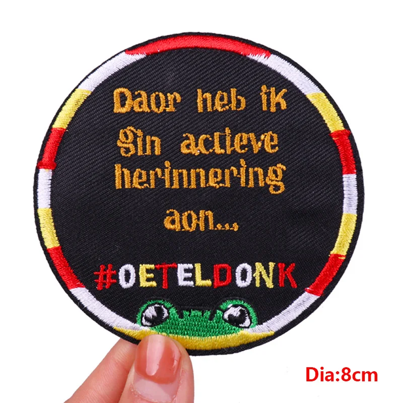 Nederland Oeteldonk embleem volledig geborduurde patches opstrijkbare patches voor kleding DIY Nederland carnaval kikker patch naai sticker