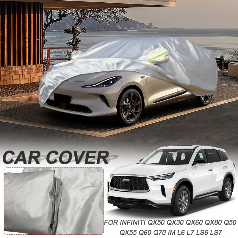 

Чехол для автомобиля Infiniti Q50 Q60 Q70 QX30 QX50 QX55 QX60 QX80 IM L6 L7 LS6 LS7, 210T полиэстер, водонепроницаемый, пылезащитный, с защитой от УФ-излучения