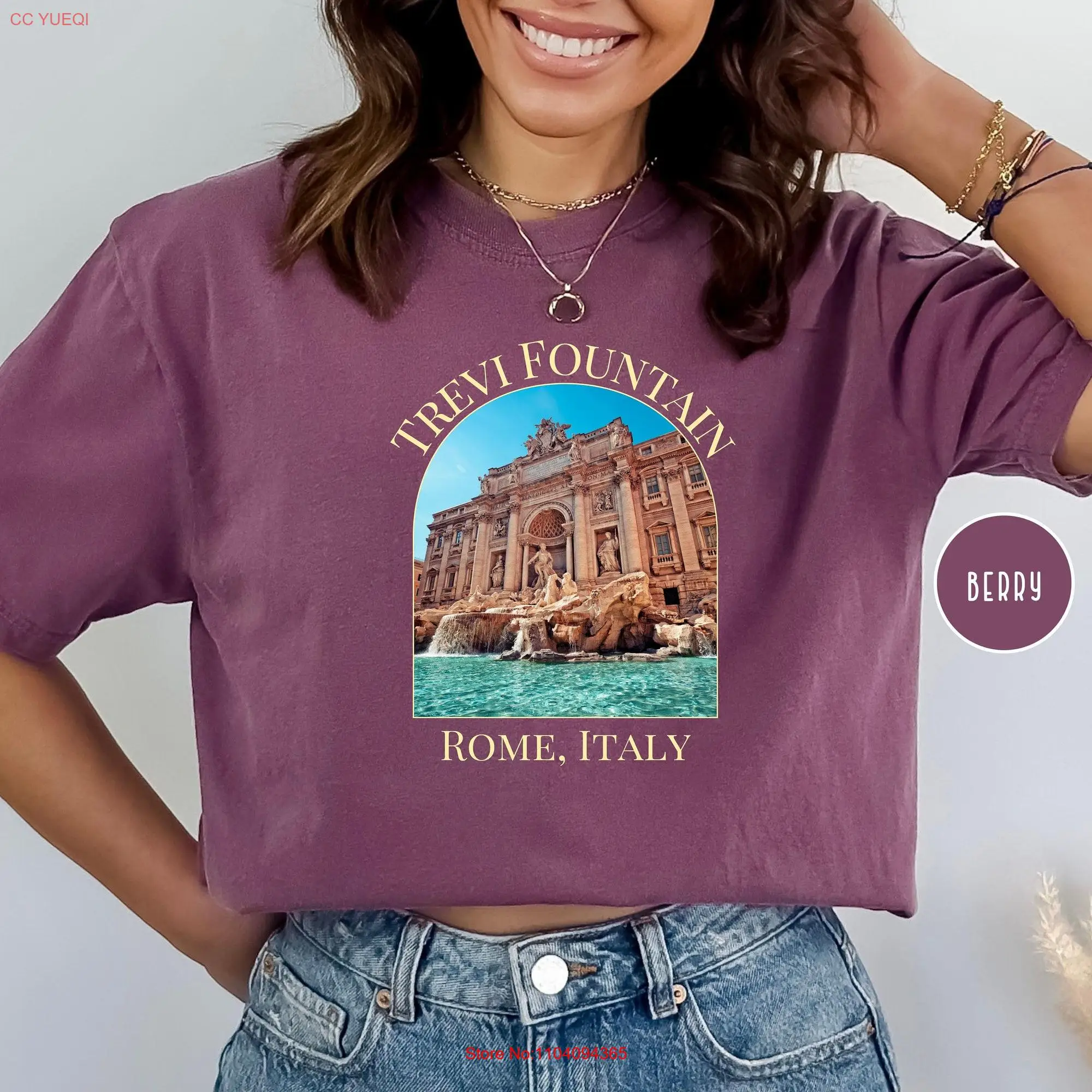 Trevi Fountain Rome Italy Comfort Colors GifT T Shirt Vacation of Trip long or short sleeves