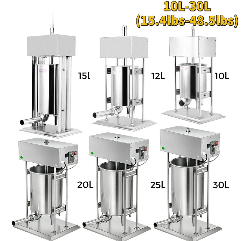 Embutidora de Salchichas Electrico Acero Inoxidable 10L 12L 15L 20L 25L 30L para Hacer Salchichas Chorizo Hot Dogs Bratwurst