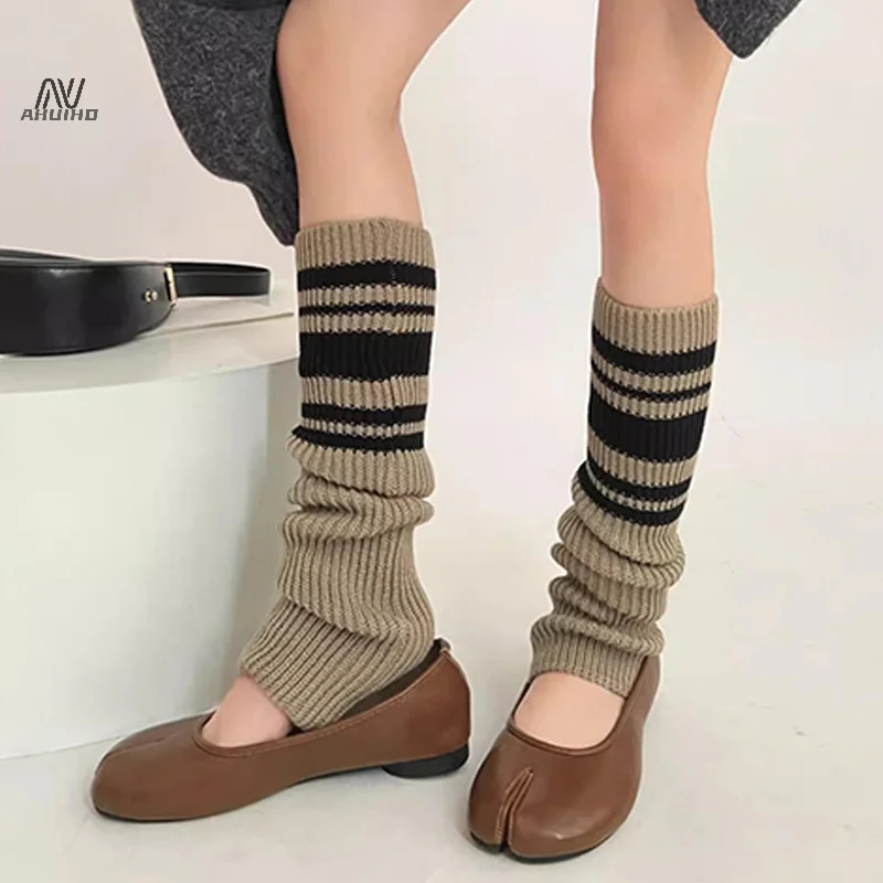 Lolita Leg Warmers Women Korean Autumn Winter Knitted Foot Cover JK Long Socks Y2k Punk Gothic Leggings Socks Boot Cuffs