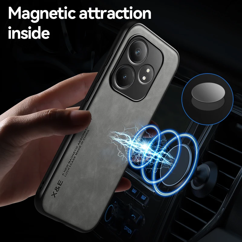 For OPPO Realme GT Neo 6 6Se Case Silicone Shockproof Leather Phone Cases For OPPO Realme GT 6 6T Car Magnetic Holder Back Funda