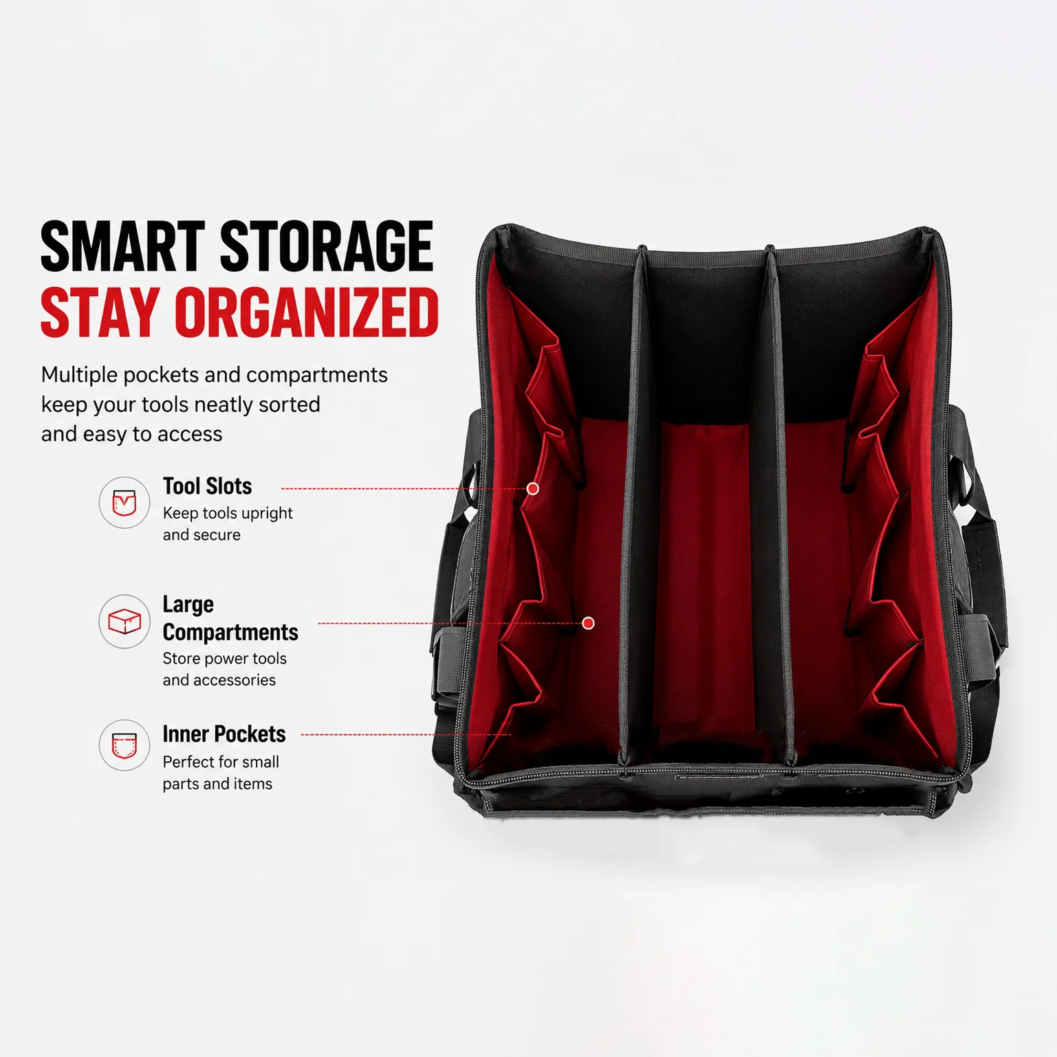 

34-POCKETS Tool Tote Bag Organizer with Strap 1680D&600D PE Bottom for Electricians Tools HVAC