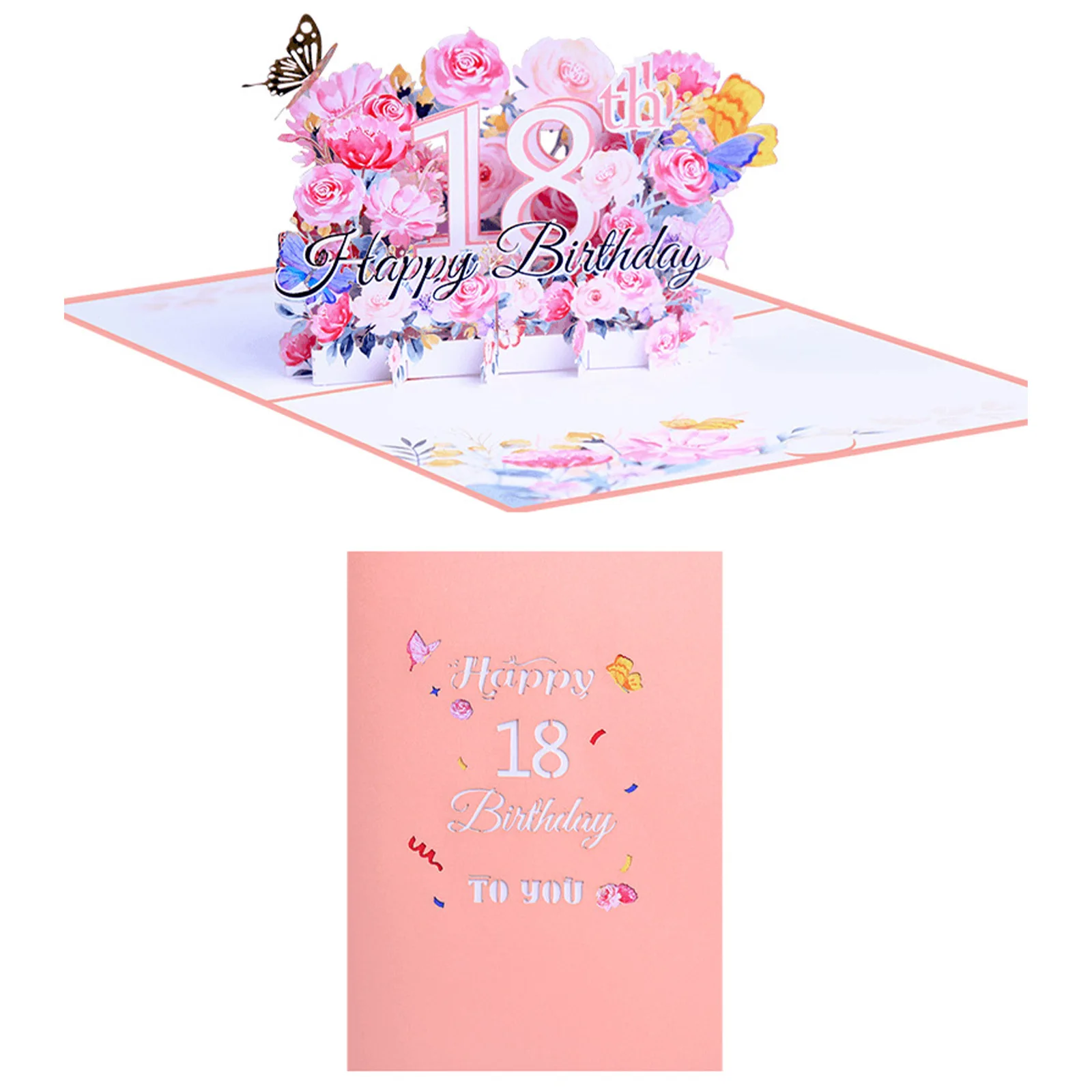 Party Supply Card Pink 5x7 Inch Beautiful Butterfly Colleague Different Ages Cards Family Member Flower Design