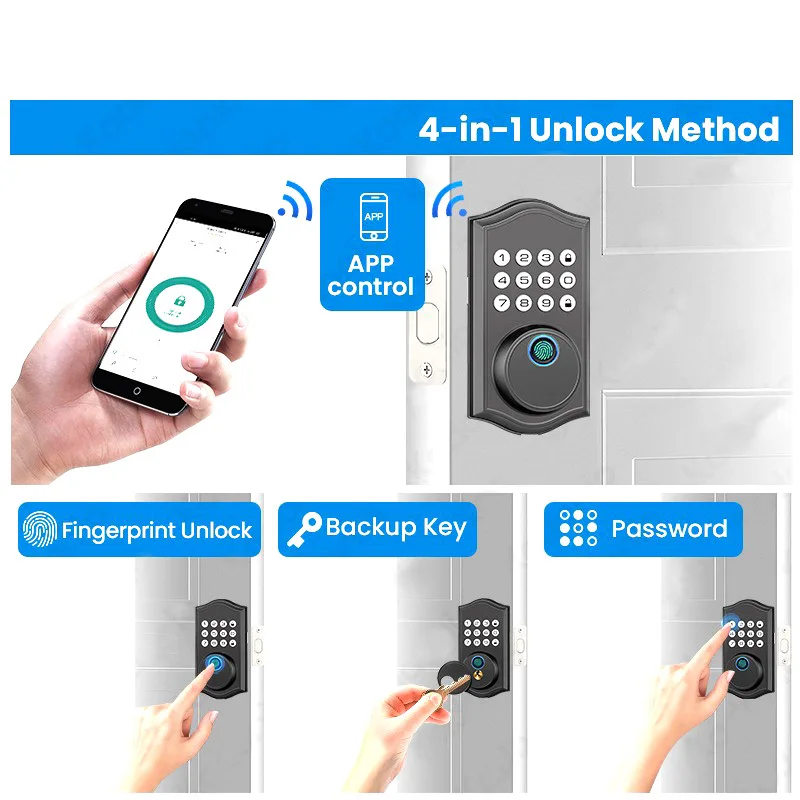 Intelligent Safety Fingerprint Smart DeadLock for Wooden door Wifi Lock Mobile App Unlocking Door Lock Replacement