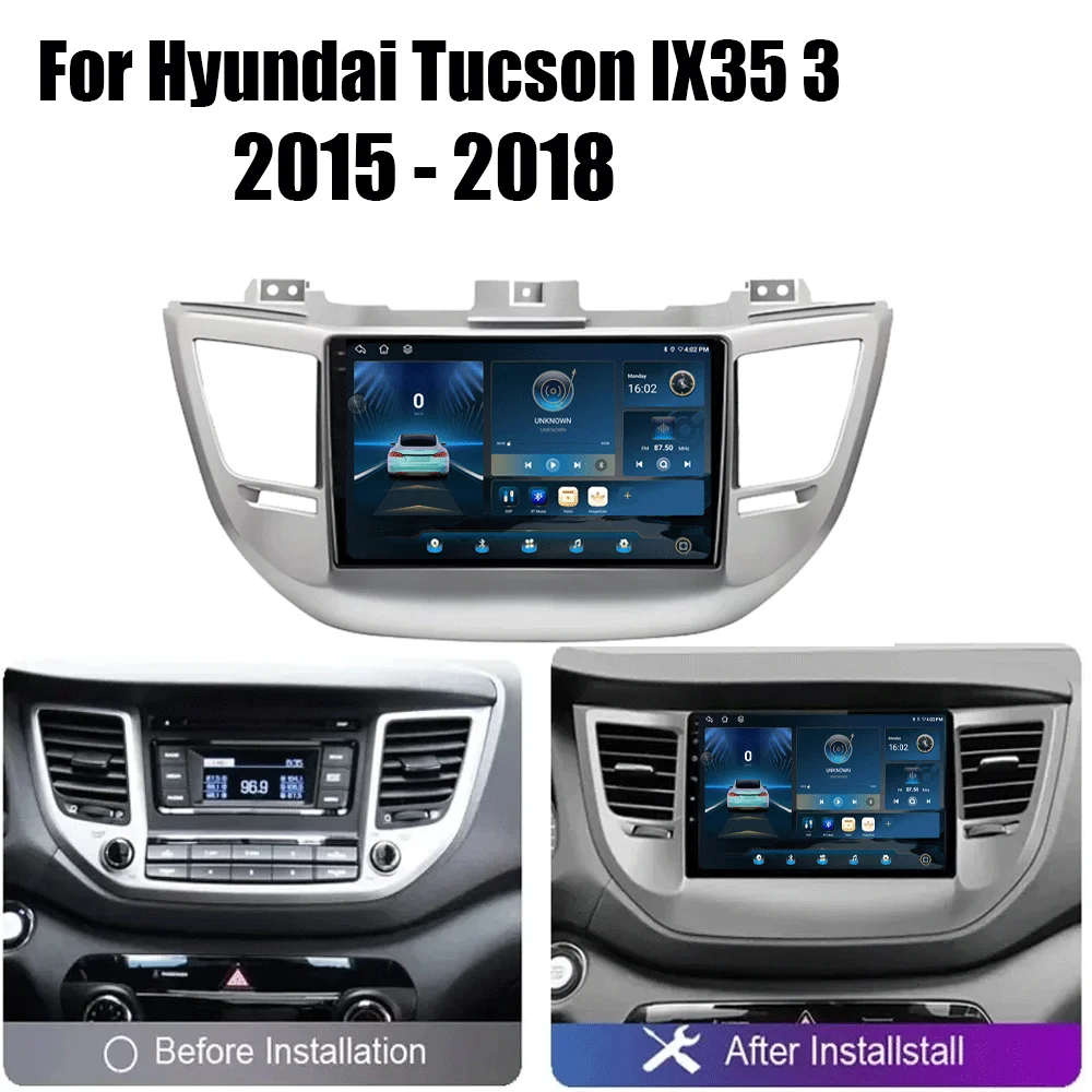 LJZN Android 16 For Hyundai Tucson IX35 3 2015 2016 2017 2018 Android Car Radio Multimedia Player Navigatio Carplay Stereo 4G BT