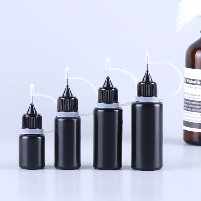 Squeeze Empty Black PE Dropper Bottles With Needle Caps Plastic Bottle E Liquid Vial  Plastic Container