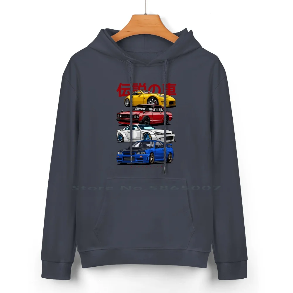 Jdm Mix. Skyline R34 , Silvia S15 , Hakosuka And 370z Pure Cotton Hoodie Sweater 24 Colors Cars Vehicle Automotive Vector