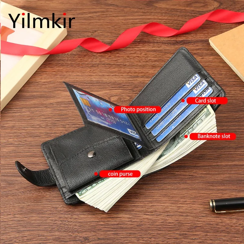 PU Leather Men's Short Wallet Multi Functional Zipper Buckle Men's Purse Business Short Multi Card Slot Moneybag image 2