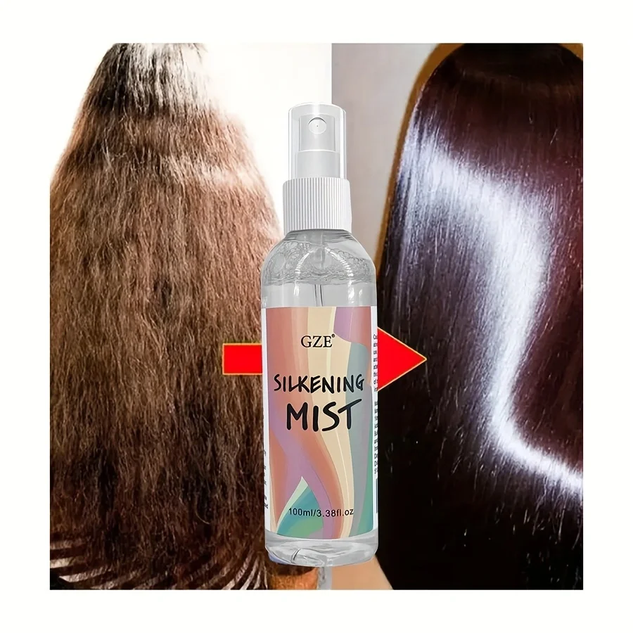 GZE HAIR SILKENING SPRAY Silk Therapy Thermal Shield for Unisex Fine-Mist, Polishes, Silkens, and Smooths Curly Texture