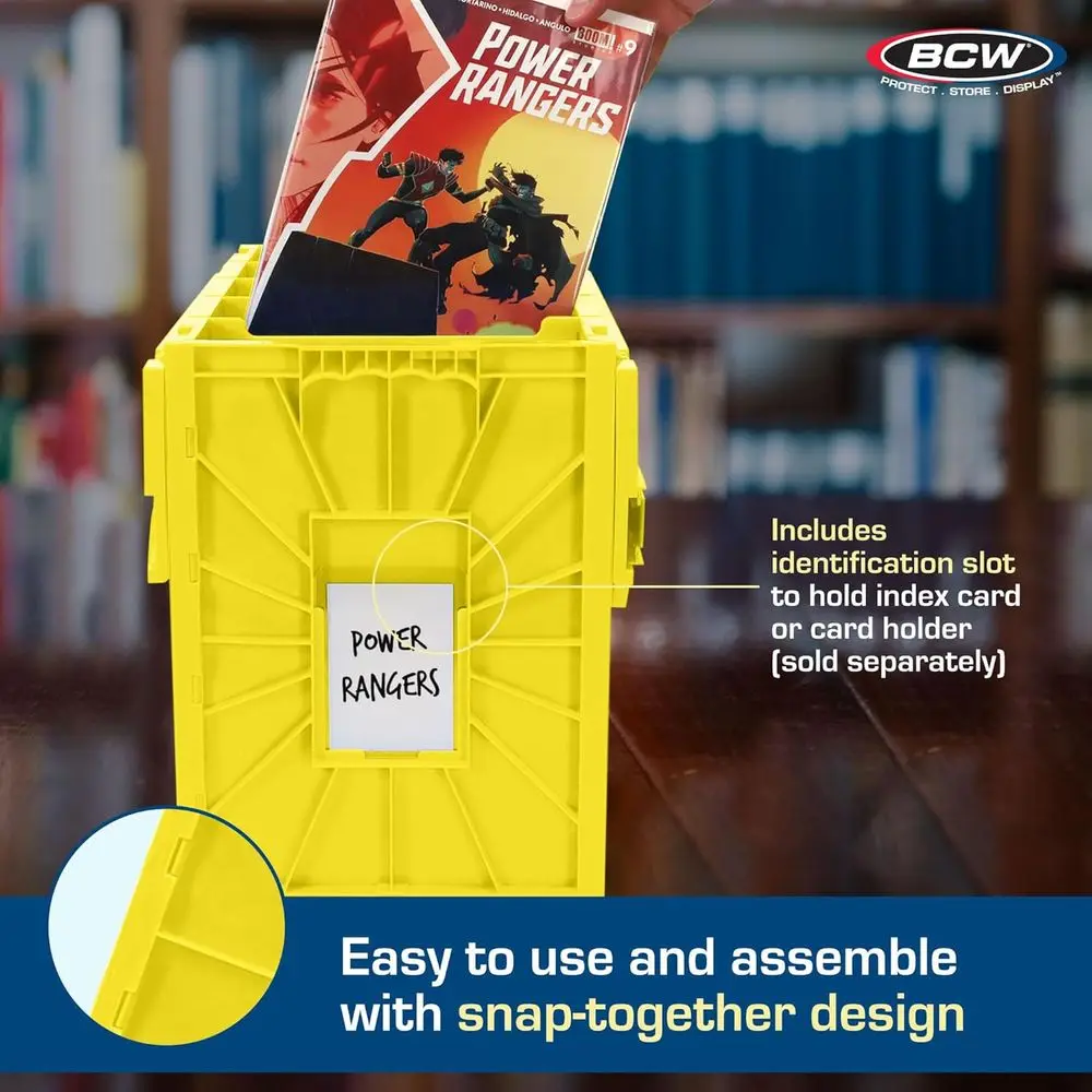 2-Pack Yellow Plastic Comic Storage Bins, Holds 150 Comics Each, Stackable and Acid-Free