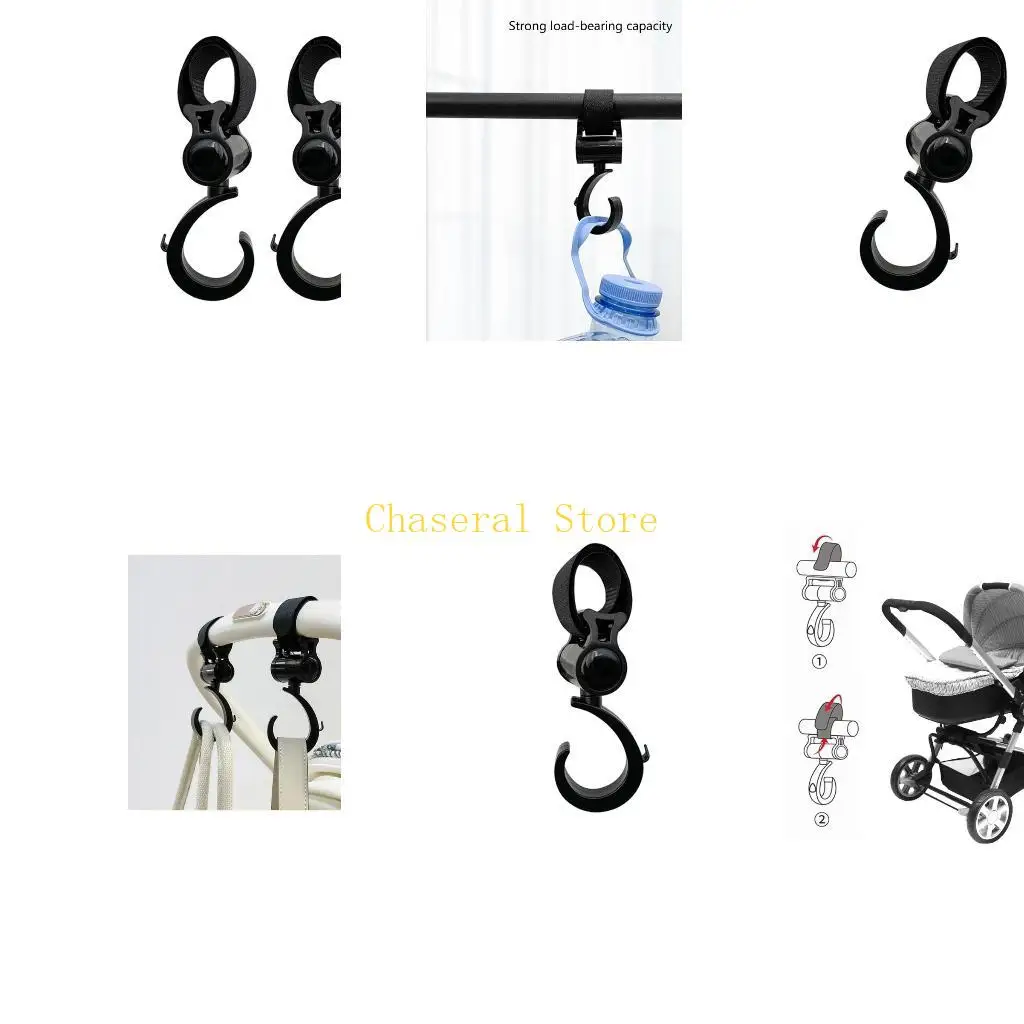 E7CE Baby Strollers Hook 360 Degree Rotation Infants Cart Hook for Bag Drooling Towel Pram Hanger Mother Essential Product