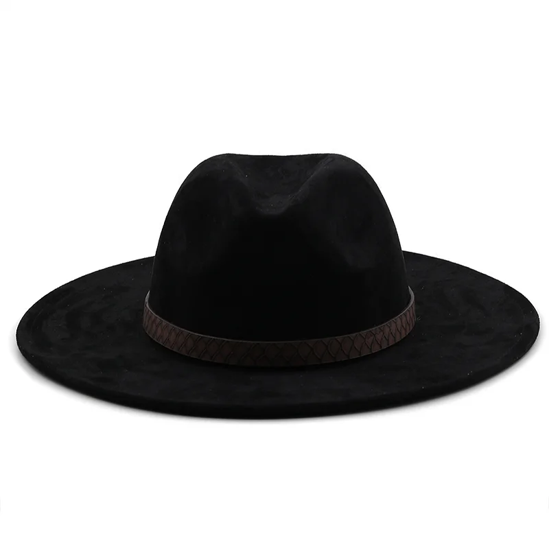 Solid color Suede fedoras panama hat felt hat for male Jazz hats cowboy hat for women and men winter men cap wide brim hat