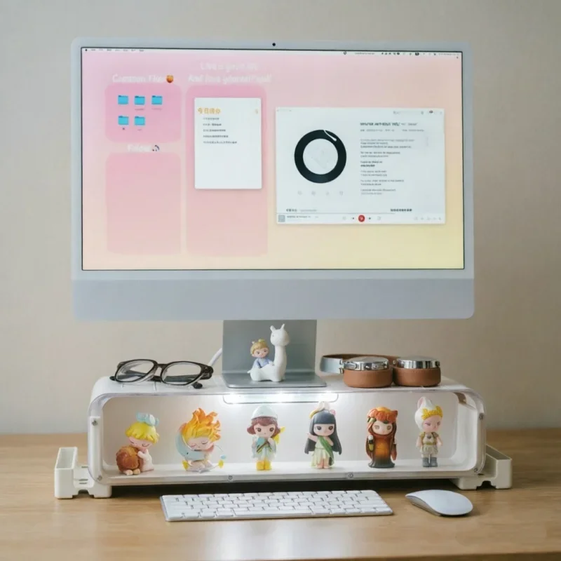 

Подставка для монитора, прозрачная настольная полка для дисплея, офисный органайзер, подставка для коллекционных миниатюр, стеллаж для хранения, аксессуар для рабочего стола