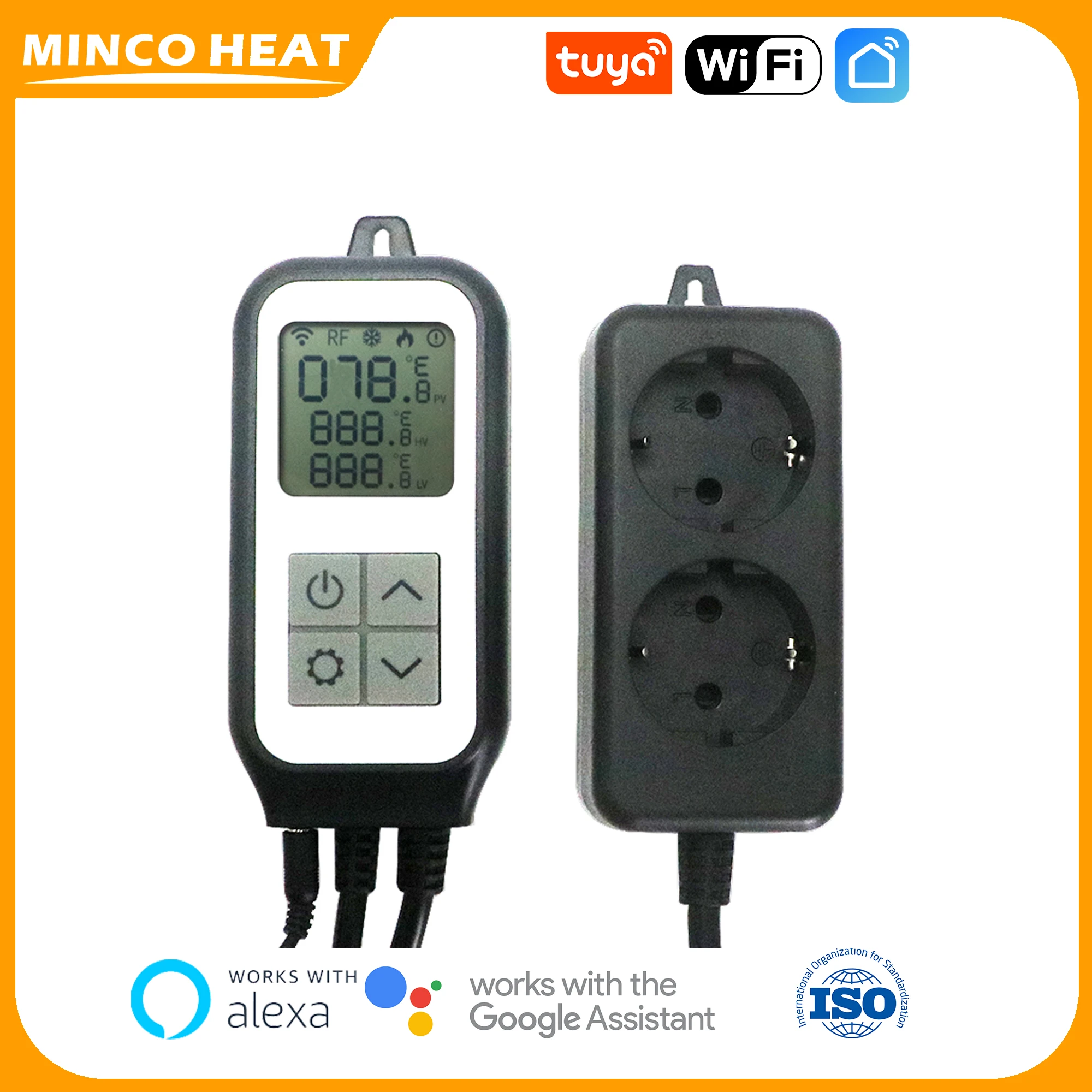 

Minco Heat Tuya Wi-Fi 10A AC 220 ~ 250 В регулятор температуры EOP20 розетка европейского стандарта для термостата отопления или охлаждения аквакультуры