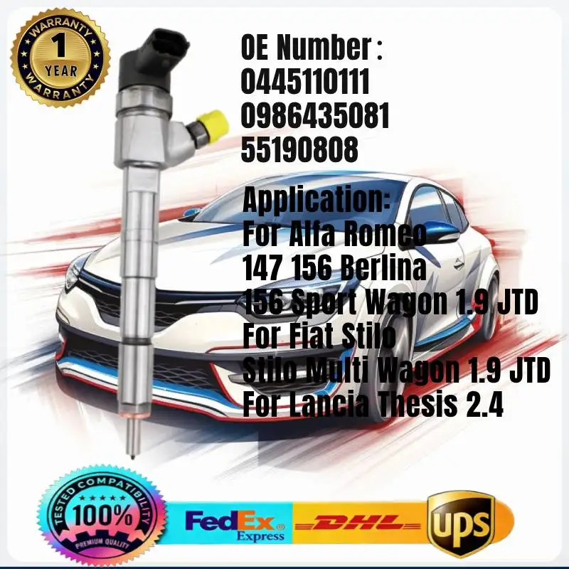

0445110111 0986435081 55190808 Common Rail Fuel Injector for Alfa Romeo147 156 Sport Wagon 1.9 JTD For Fiat Stilo 1.9 For Lancia