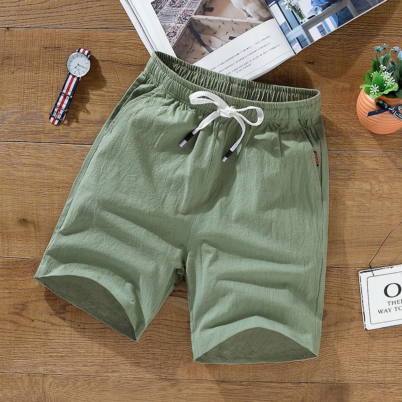 plus size Summer Men cotton linen shorts style 3XL 4XL 5XL 6XL 7XL 8XL 9XL shorts casual men home Stretch shorts green Orange 49