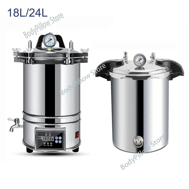 Stainless Steel Portable High Pressure Steam Sterilization Pot Automatic Disinfection Pot High Temperature Sterilizer Laboratory