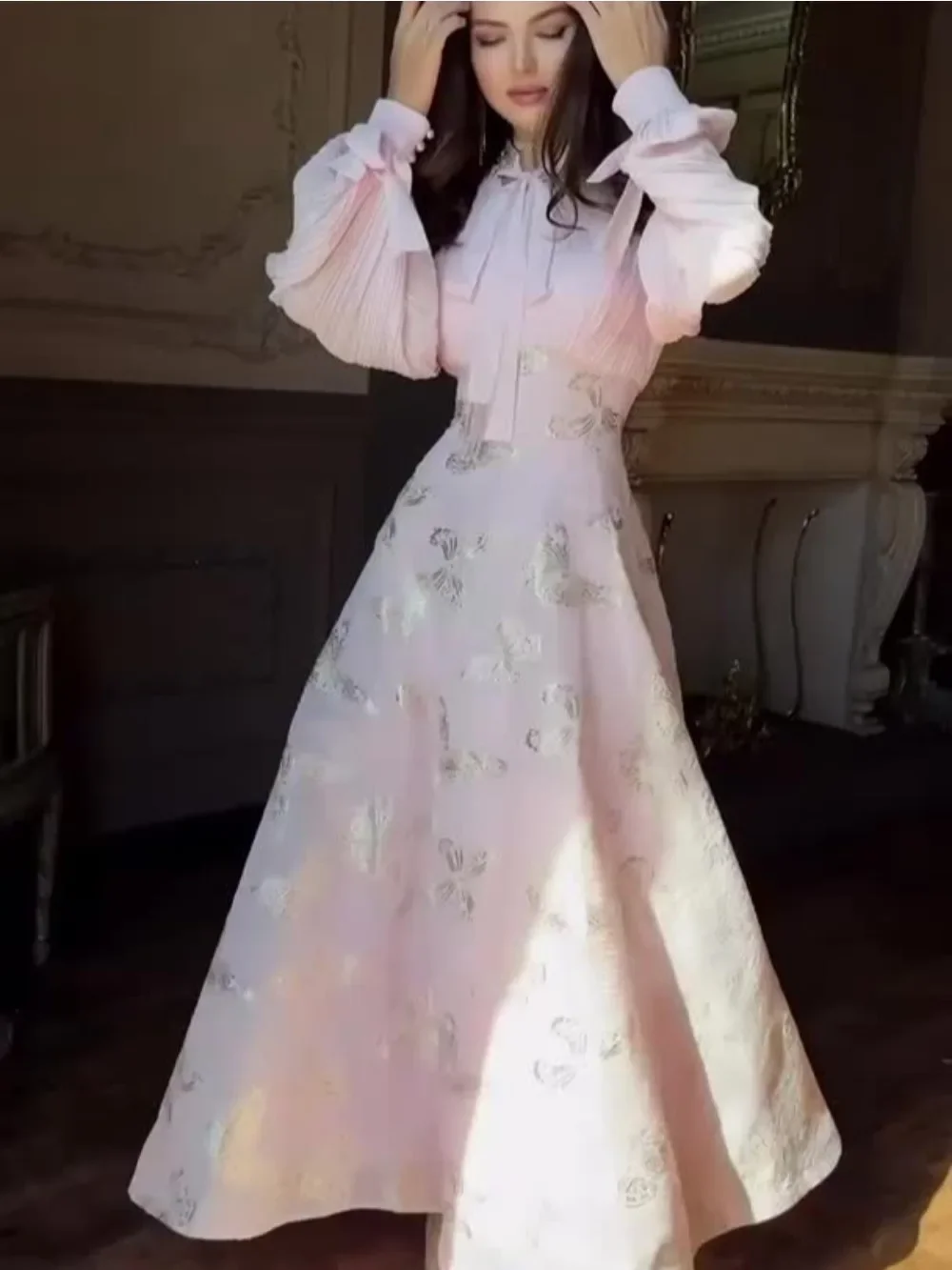 

Eid Women Dress Muslim Abaya Butterfly Print Bandage Party Long Dresses Vestidos Largos Party Caftan Jalabiya Ramadan Robe 2025
