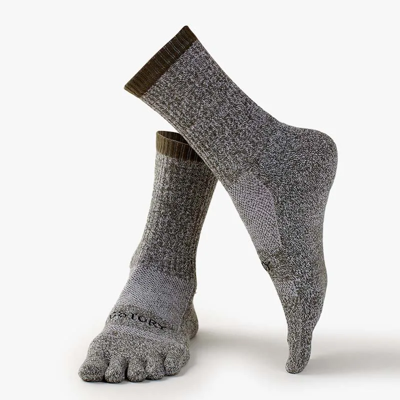 Merino Wool Five Finger Sports Socks Sweat Absorption Anti-odor Autumn Winter Towel Base Terry Long Tube Split Toe Socks
