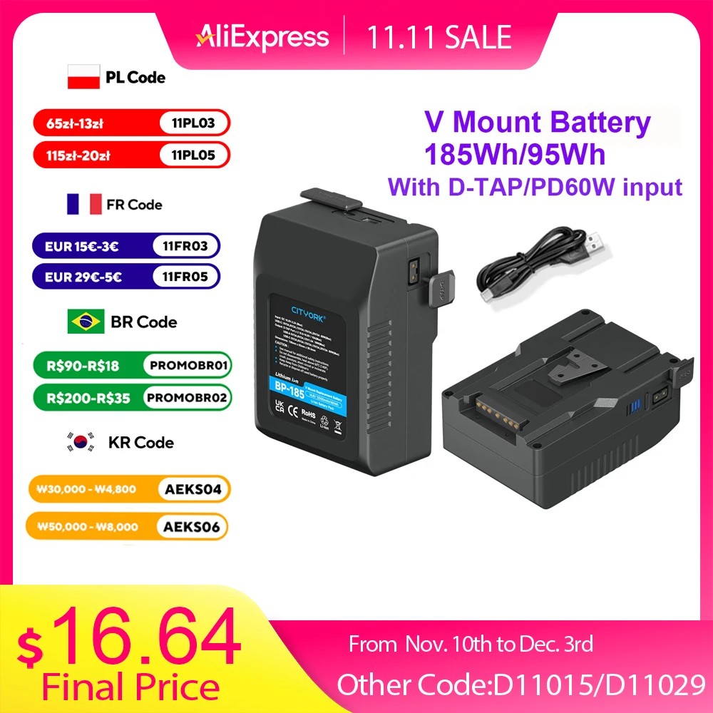 

V - образный аккумулятор CITYORK 185 Вт BP - 185 Блокирующий аккумулятор с двойной зарядкой D - TAP и PD60W для цифрового кинотеатра Sony HDCAM XDCAM