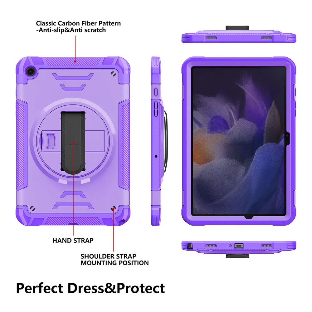 For Samsung Galaxy Tab A9/A11 Plus 11inch Case Hard PC+Soft Silicone Stand Cover Four Corner Anti-Drop Protective Shell Stlye-C