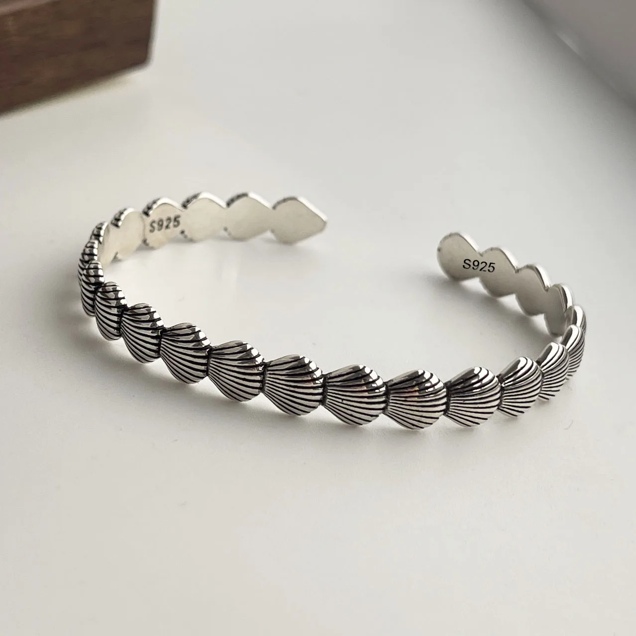 100 % massives 925er-Sterlingsilber-Retro-Armband für Damen und Herren, Vintage-Armband, handgefertigt, Blumenmuster, Geburtstagsgeschenk