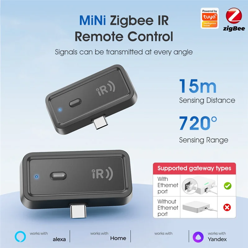 

A05G-Mini Zigbee ИК-умный пульт дистанционного управления с голосовым таймером и USB-адаптером для ТВ-вентилятора Кондиционера