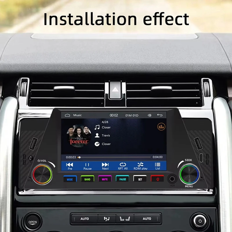 1 Din 4.7Inch Car Radio Wireless Carplay Android Auto Mirrorlink RGB BT USB Type-C Charging FM Stereo Reversing Camera