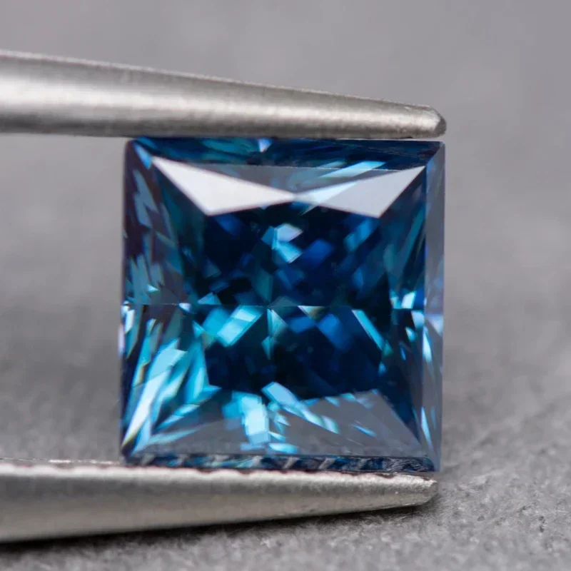 

Moissanite Princess Cut Sapphire Blue Color Charms Gemstone DIY Jewel Ring Necklace Earrings Main Materials With Certifi