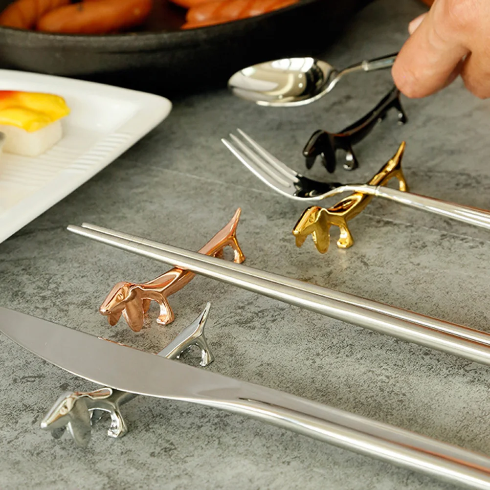 

Zinc Alloy Puppy Shape Chopstick Holder Spoon Rest Rack Stainless Steel Fork Stand For Kitchen Home Wedding Dinner Party
