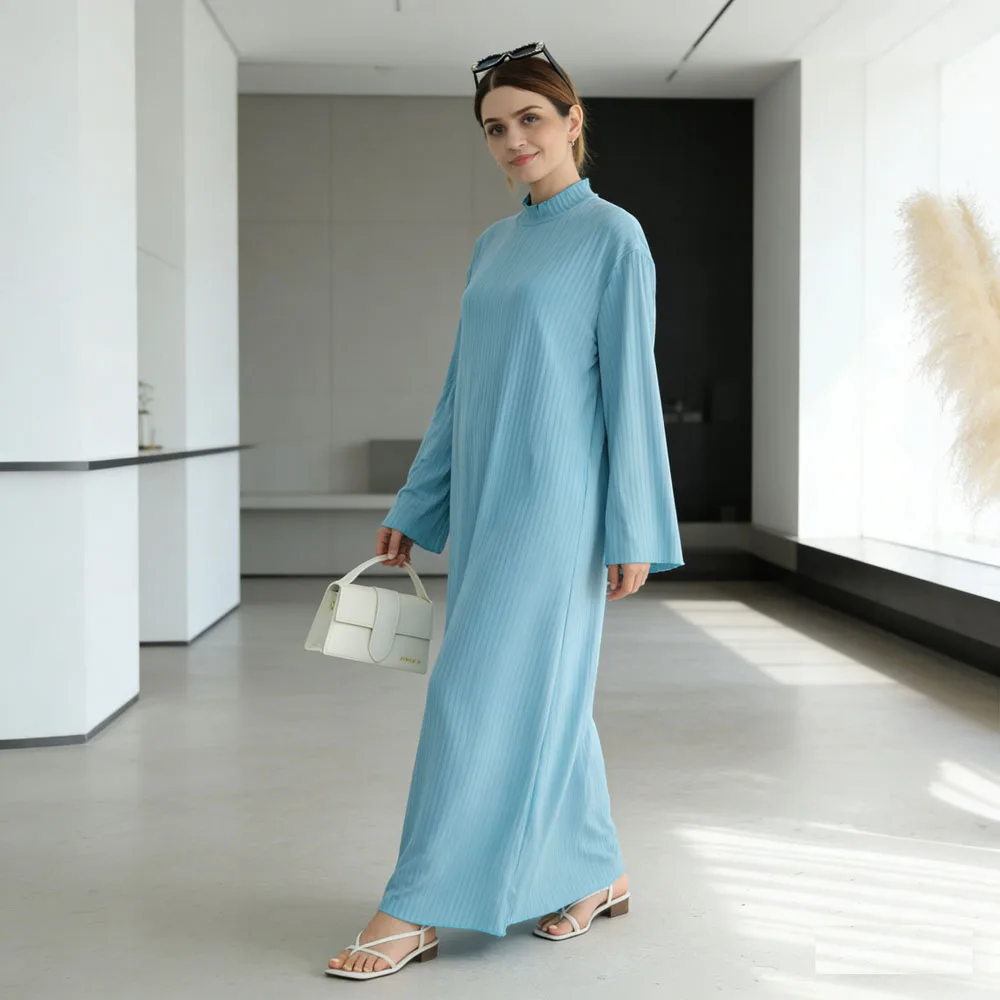 

Dubai Knitted Abaya Kaftan Modest Women Muslim Dress Long Caftan Marocain Arab Robe Islam Clothing Jalabiya Femme Musulmane Gown