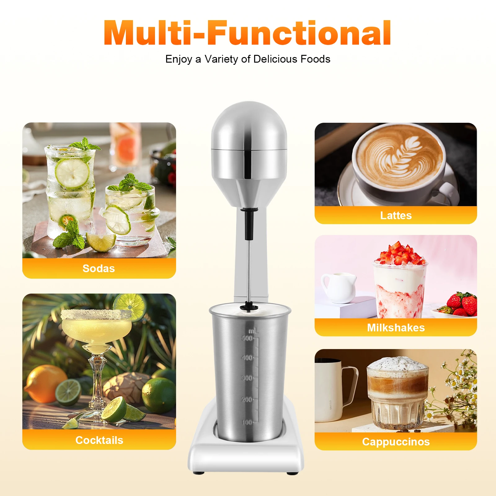 Milk Shaker Machine for Household Use, 23000r/min Speed, Easy Operation, Strong Pure Copper Motor, Quick Mixing for Milk