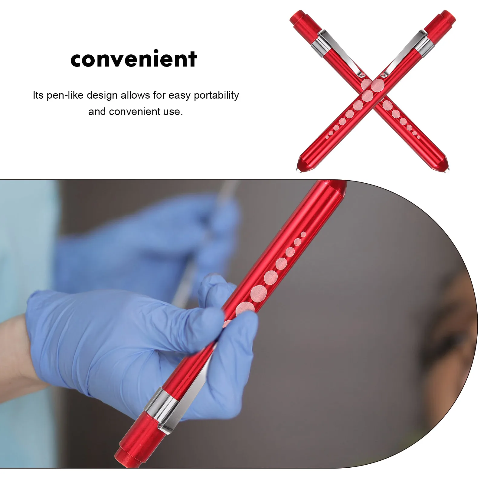 2 Pcs Mini Flashlight LED Reusable Ruler Badge for Nurses Lightweight Led Pen Light Teaching Tool