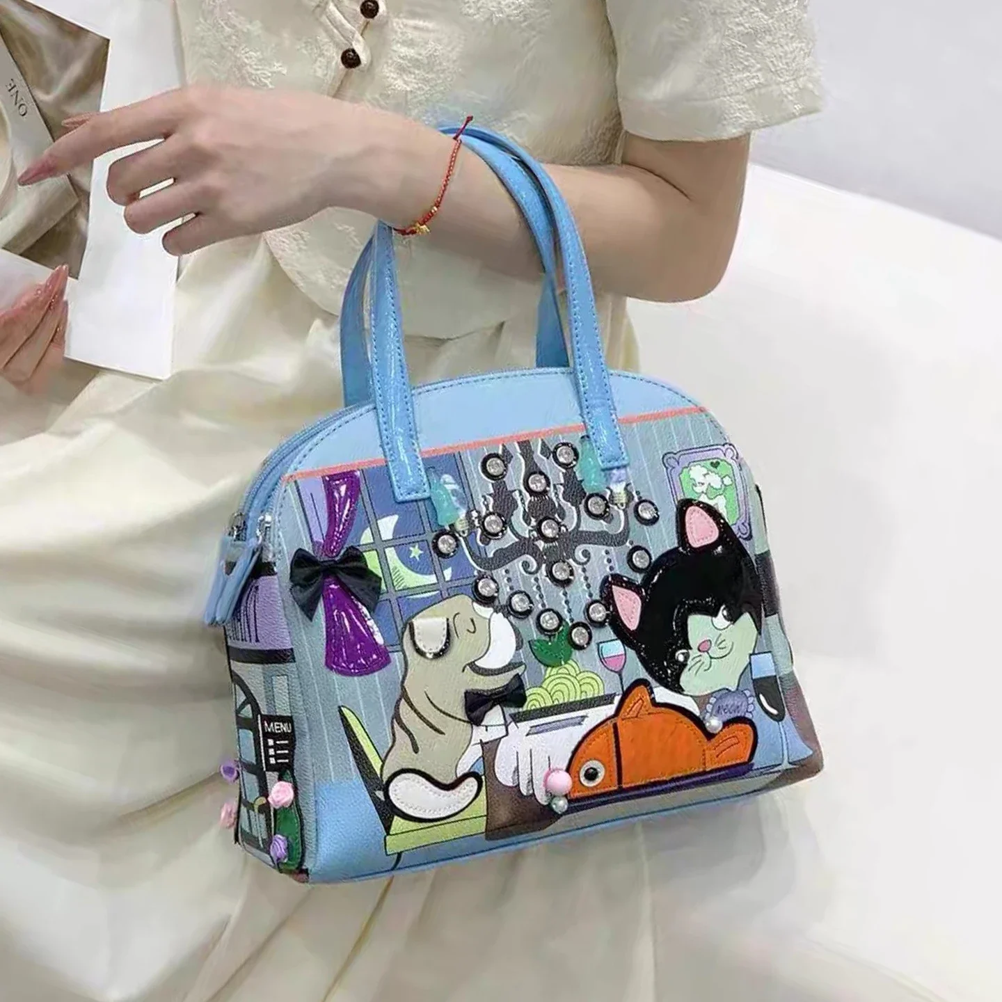 Luxury Elegant Fun Cartoon Animal Print Shell Handbag For Women Teen Girls Daily Travel Cosmetic Crossbody Bag Fashion Accessory