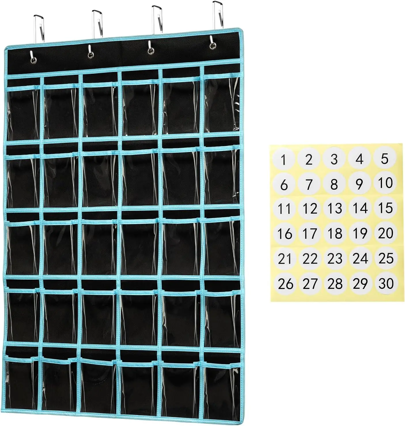 30 Pocket Chart Over The Door Organizer Homeschool Supplies Classroom Decor Storage Bags For Cell Phones Calculator Holder