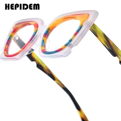 HEPIDEM Acetate Glasses Frame Women Oversize Big Size Cat Eye Eyeglasses Japanese Handmade Thick Cateye Transparent Eyewear 9353