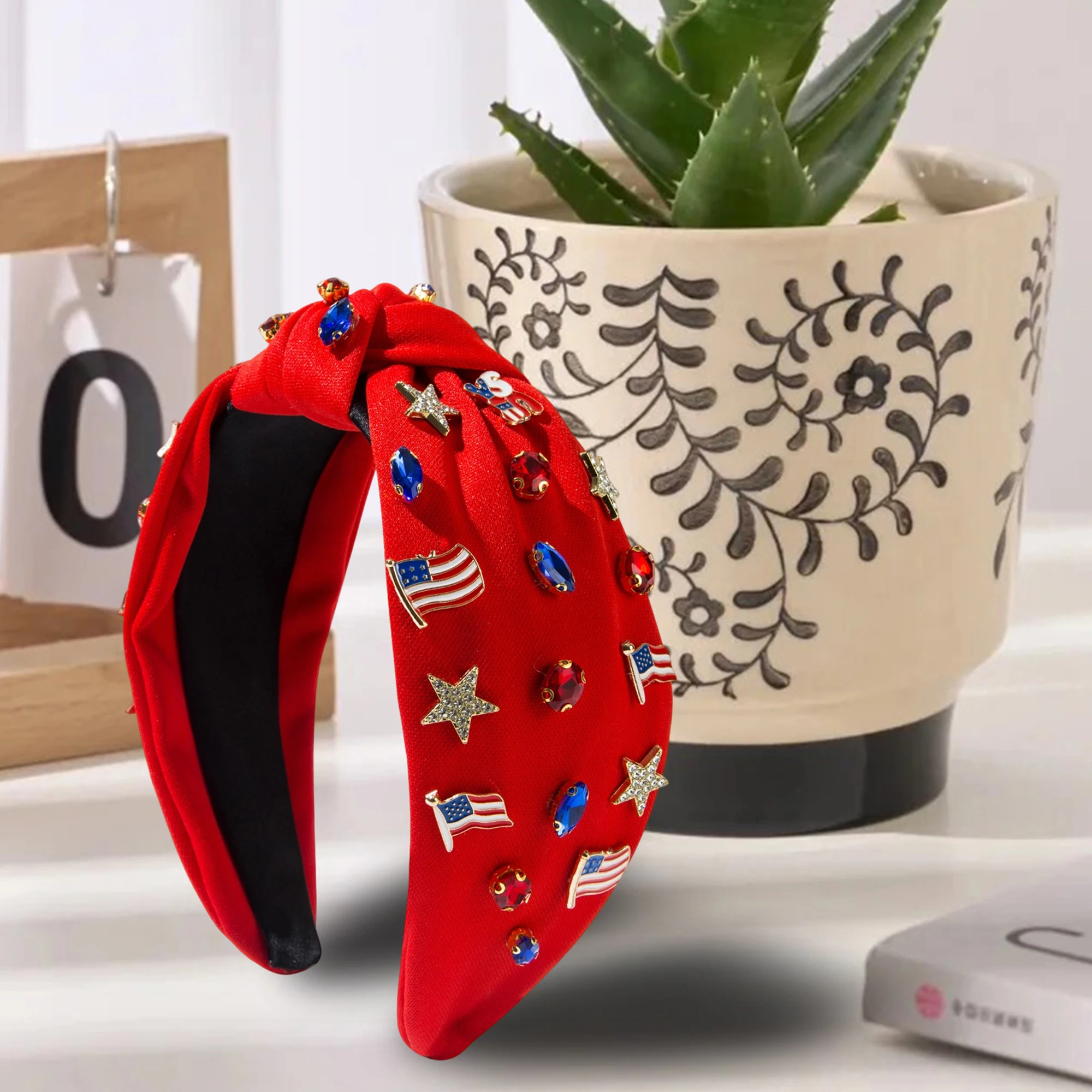 Haarschleifen-Stirnband mit patriotischer amerikanischer Flagge für Frauen und Mädchen, Unabhängigkeitstag, 4. Juli, rot, weiß, blau, Sterne und Streifen