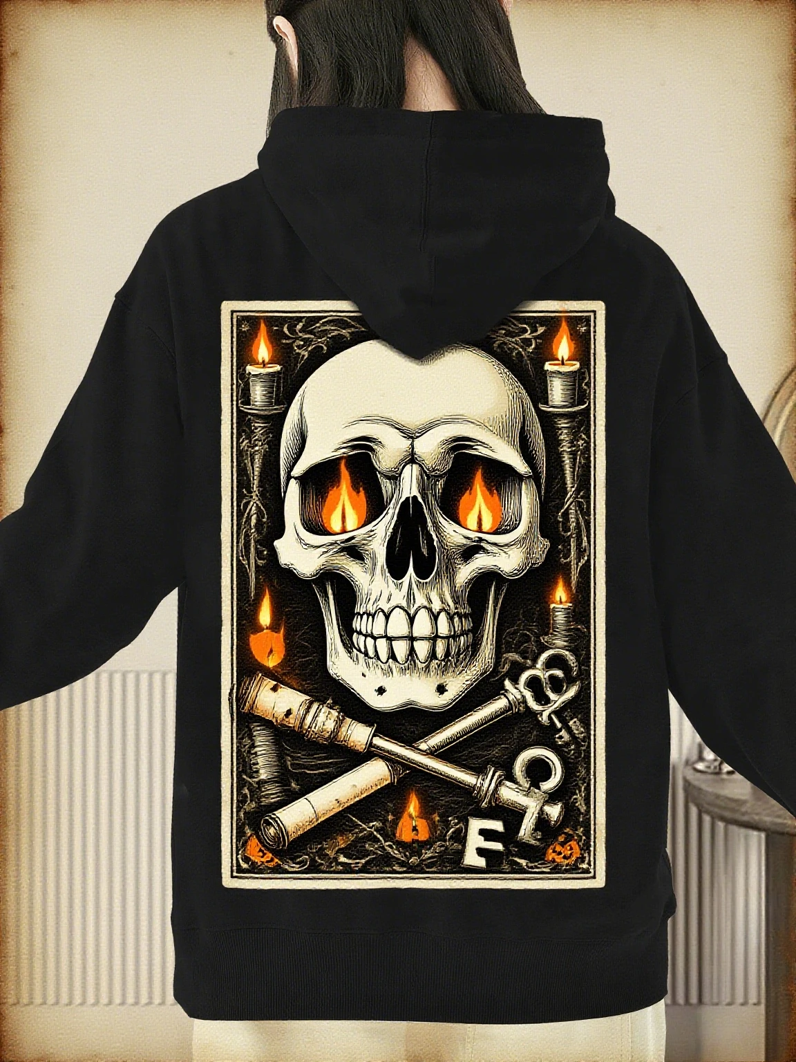 

Retro Skull Graphic Printing Autumn and Winter Pure Cotton Men's and Women's Hoodies Casual Outdoor Street Sports Training Brand