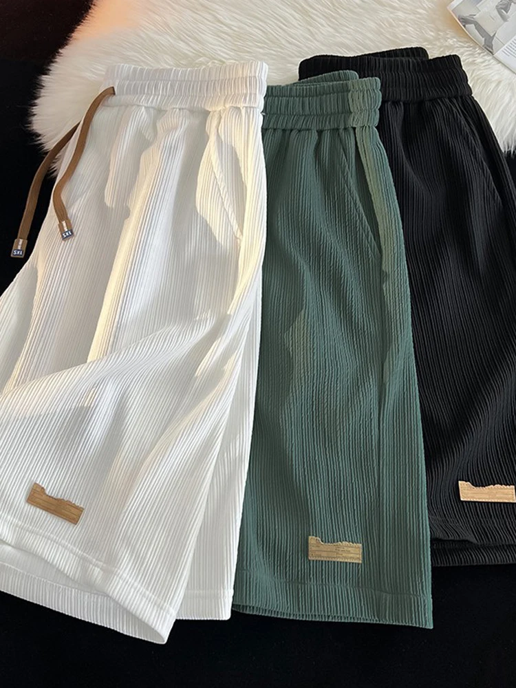 

Ice Silk Casual orts Men's Summer Thin American Trendy Sport Loose Pants Large Size Beach Pants Five-Quarter Pants