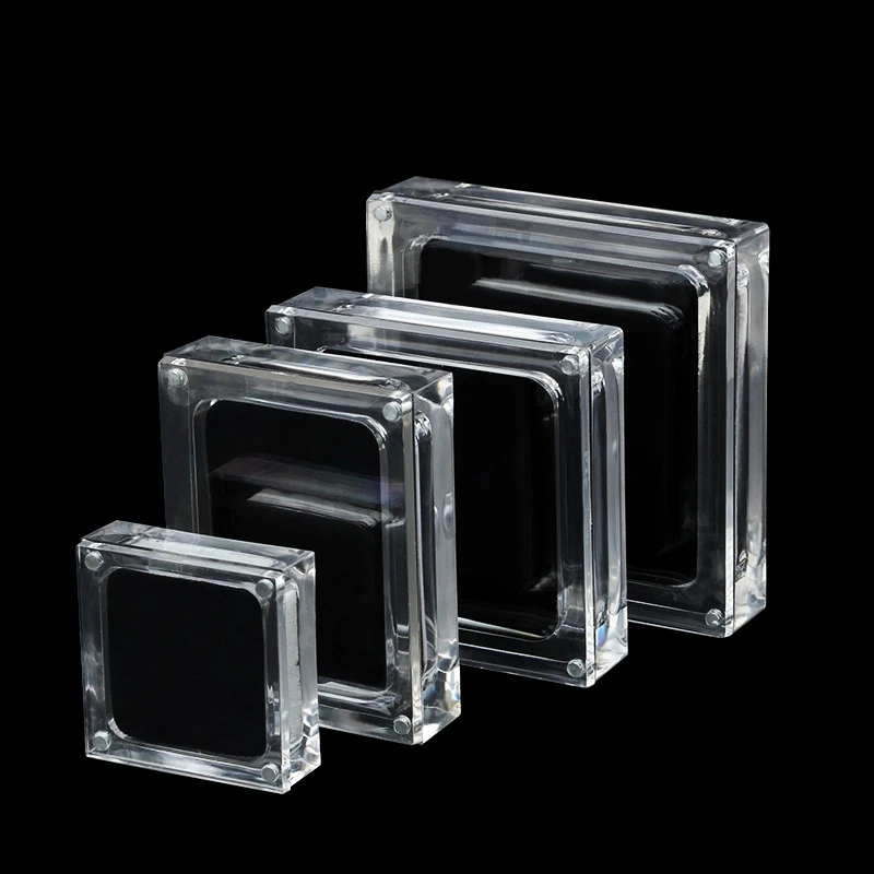 50pcs Acrylic Gem Box White & Black Showcase Gemstone Casket Diamond Display Stand Holder Necklace Storage Organizer Case SN2341