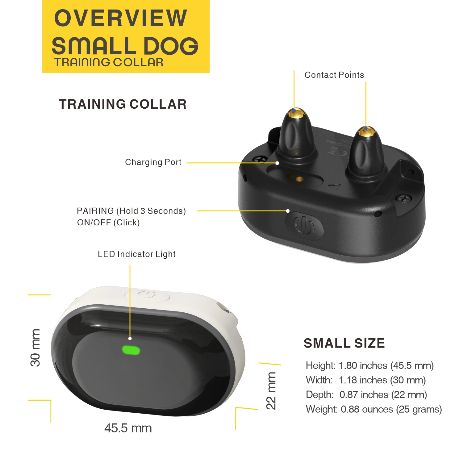 Collar de entrenamiento para perros pequeños, collarín recargable con descarga eléctrica, Control remoto, antiladridos, resistente al agua, 5-120