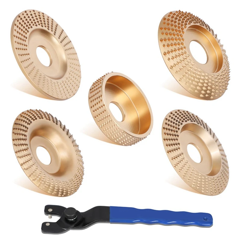 

【Top Picks】Wood Carving Disc Set For 4Inch Or 4 1/2Inch Angle Grinder With Wrench, Woodworking Sanding Disc Wheel Attachments