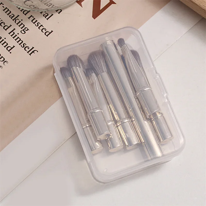 6Pcs Mini Travel Makeup Brushes Set with Box Portable Cosmetic Powder Foundation Blush Blending Concealer Make Up Brushes Set