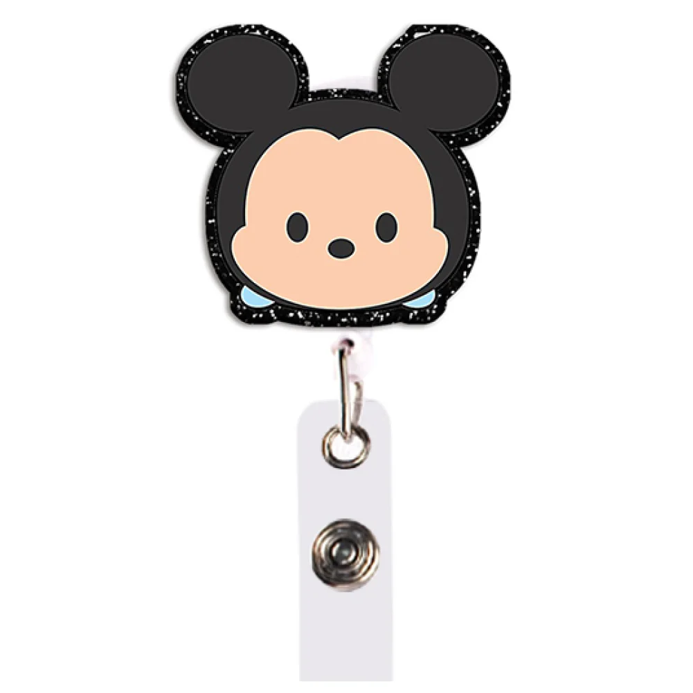 D M Cartoon Color Glitter Acrylic Reel Clip for Retractable Badge Reel for Nurses Doctors Students & ID Cards Gift Work Study