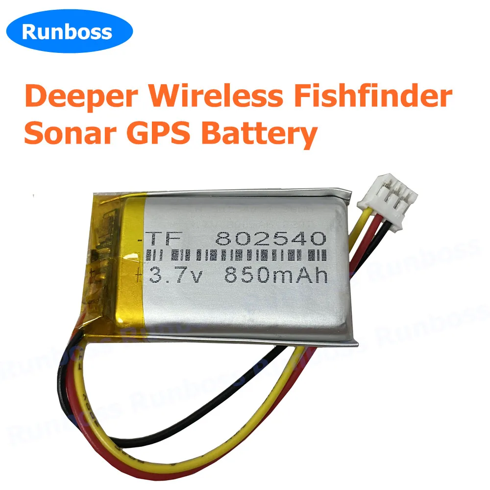 New 802540 952540 3.7V 1200mAh 1300mAh For Deeper Wireless Fishfinder Sonar GPS Battery 3-wire Plug