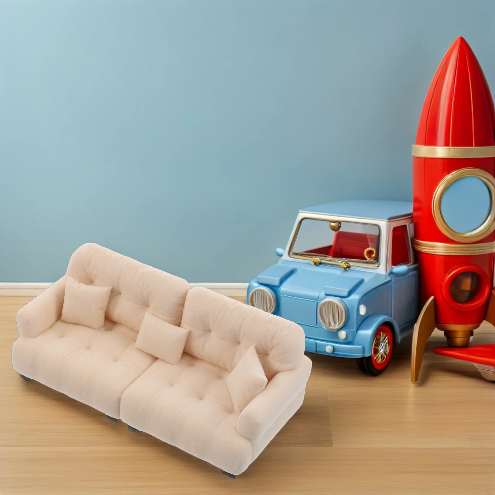 Dekoracje do domu Mini meble Domek dla lalek Mała sofa Siedzisko Kość słoniowa Miniaturowa