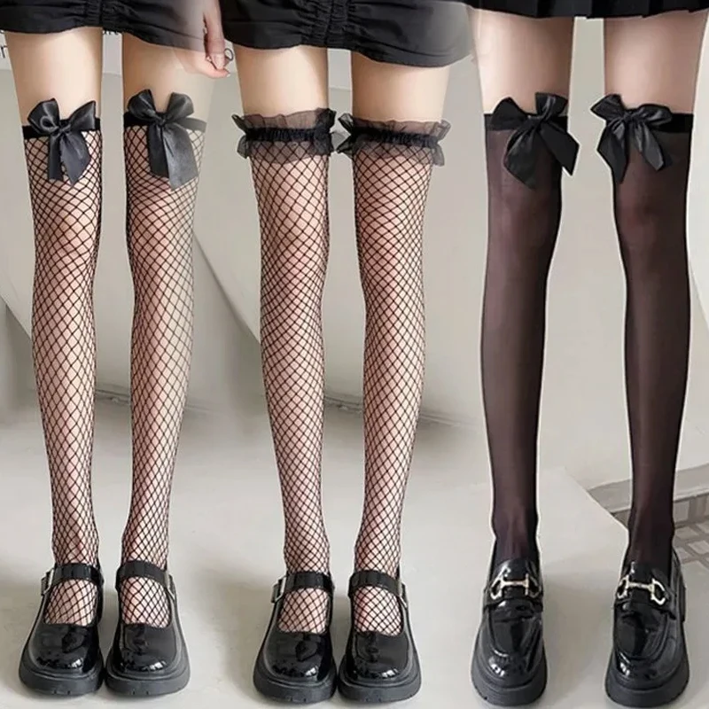 

Lolita Socks Women Sexy Lace Stockings Thigh High Over Knee Socks Nylon Long Socks Hosiery Anime Bow Stockings High Quality